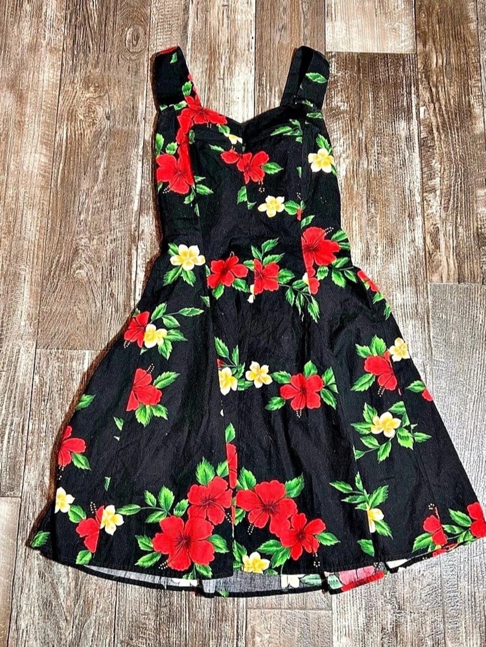 Vintage Royal Creations Floral Mini Dress Black & Red Size Medium
